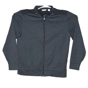 Calvin Klein Men Black Full Zip Midweight Soft Windbreaker Stand Up Collar Sz L